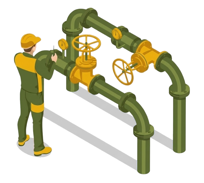 صورة لعامل يركب مواسير غاز مركزي